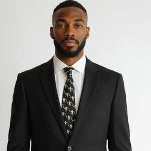 Louis Féraud Paris Black Gold Geometric Silk Tie Art Deco Vintage Style